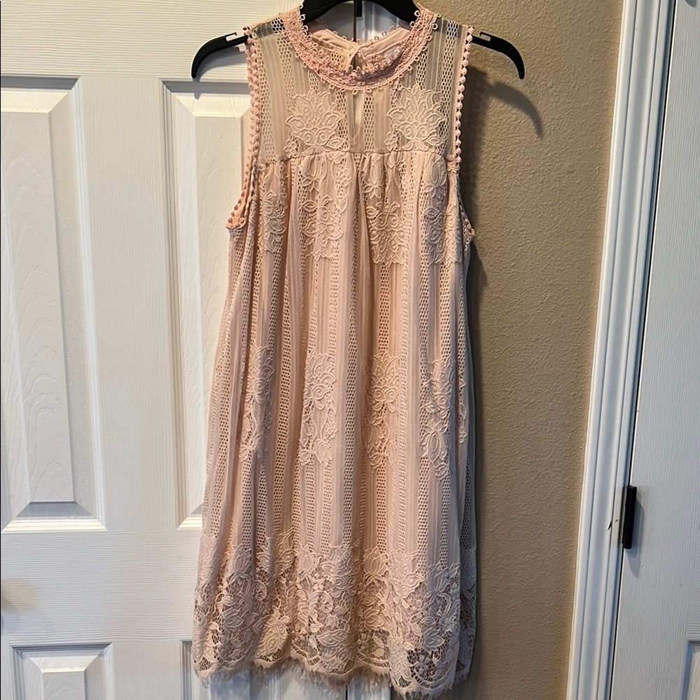Pink Mock Neck Sleeveless Sundress for Cocktail Events